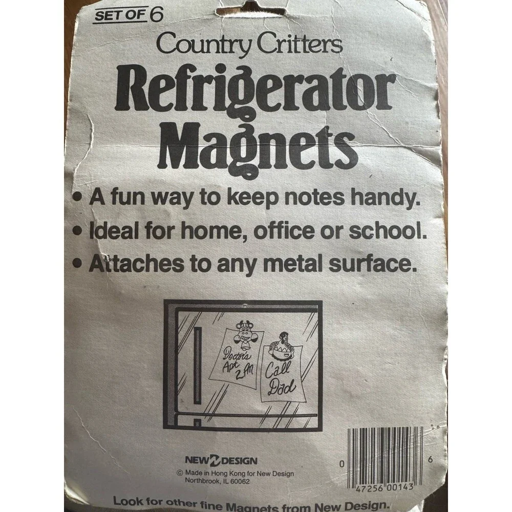 Set Of 6 Country Critters Refrigerator Magnets New Design Farm Vintage Sealed
